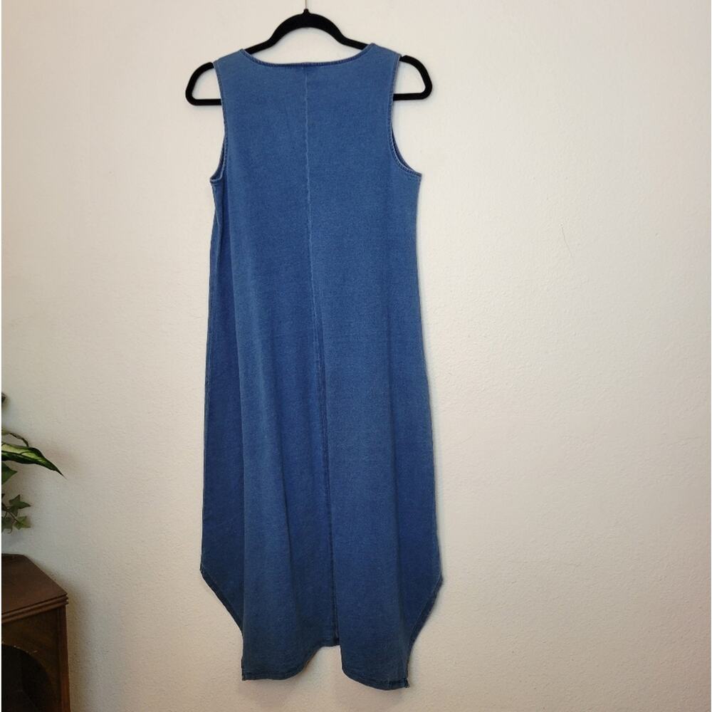 J.JILL Pure Jill Indigo Denim Chambray Blue Cotton Swing Midi Dress Spring Sz XS - Picture 7 of 11